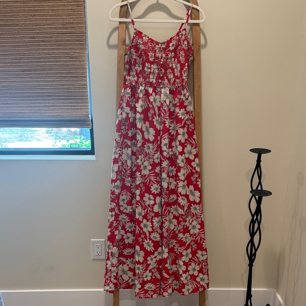 Floral Red and White Maxi Dress